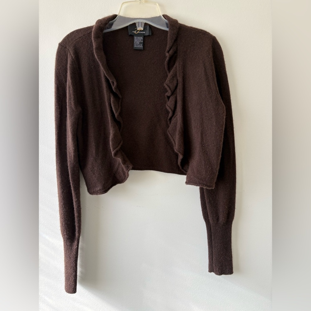 Cashmere Cardigan Sweater Y2K Soft Chocolate Brown Boho Casual Career